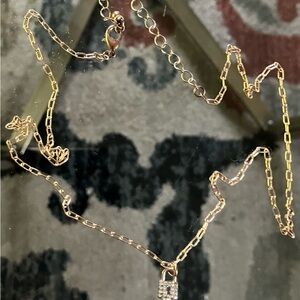 Elegant Gold Necklace w/ Lock Pendant !Accepting Offers! Bundle Deals Available